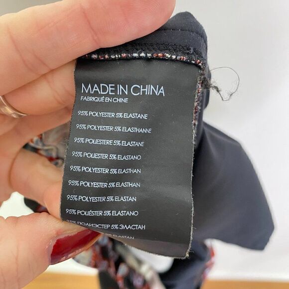 CLEARANCE - Club Monaco Black Floral Print Pull On Elastic Waist Dress Pants - Picture 6 of 6